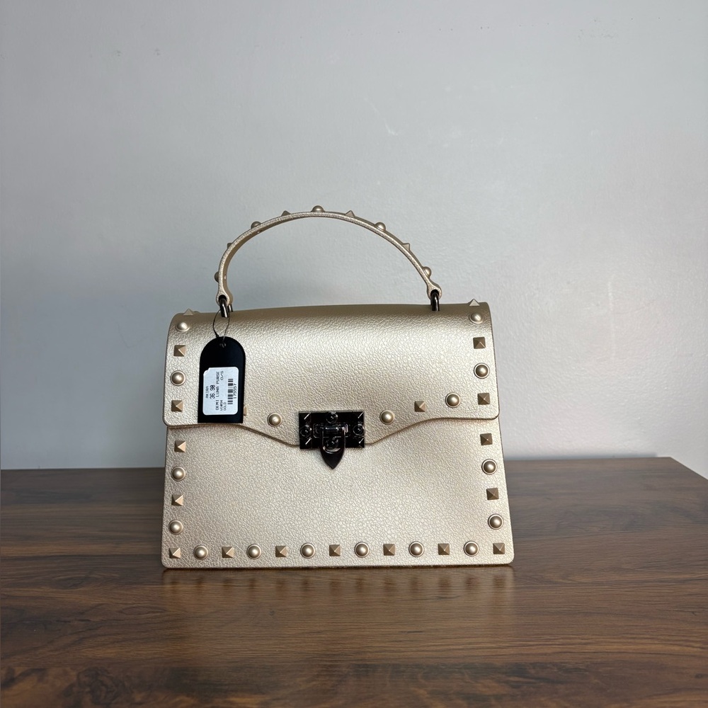 AKIRA DEMI LUNA PURSE.Studded (Gold)Handbag.
